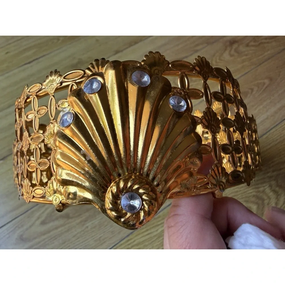 Authentic Vintage 1960s Hollywood Regency Gold Ormolu 3 Ring Caddy Display Stand